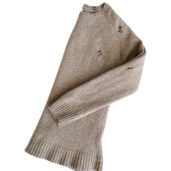Anine Bing Wool Sweater Distressed Taupe Neutral Minimalist Fall Winter Medium - Picture 10 of 14